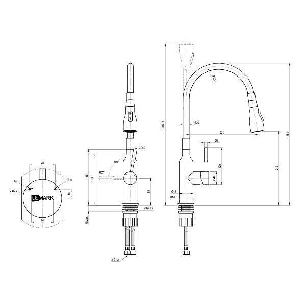 Смеситель для кухни с гибким изливом Lemark Expert LM5082S-Black