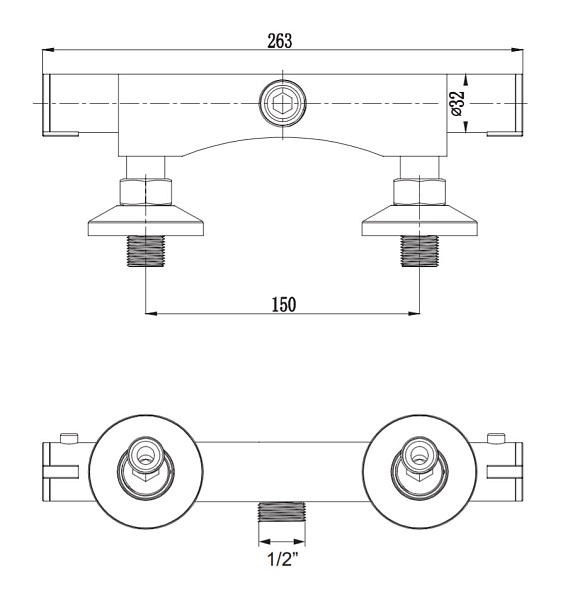 Смеситель термостатический для душа Omnires Mini MI1546CR хром