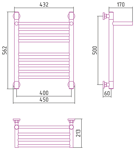 Полотенцесушитель СУНЕРЖА Богема с полкой+ 500х400