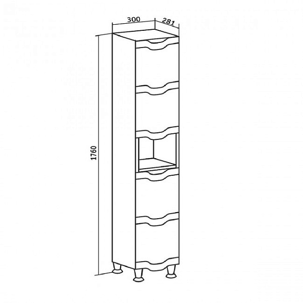 Шкаф-пенал Runo "Стиль 30" R с б/к