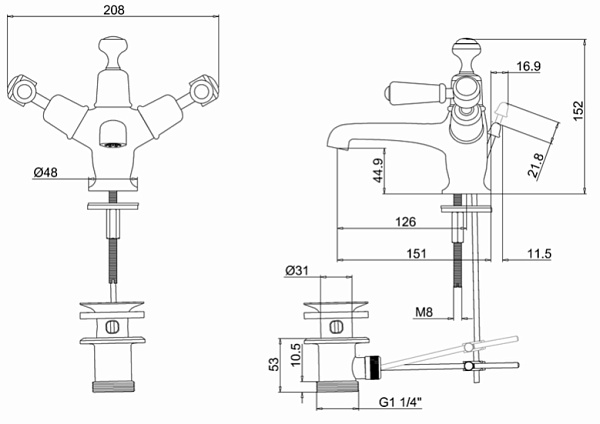 Смеситель для раковины Burlington Kensington KE4-QT хром