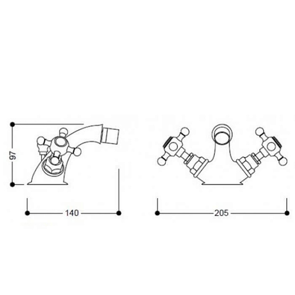 Смеситель для раковины на 3 отверстия Kerasan Retro 739190 cr
