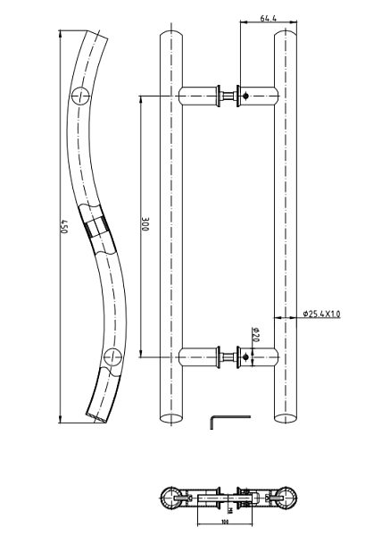 Ручка скоба Apecs HC-0915-25/300-INOX