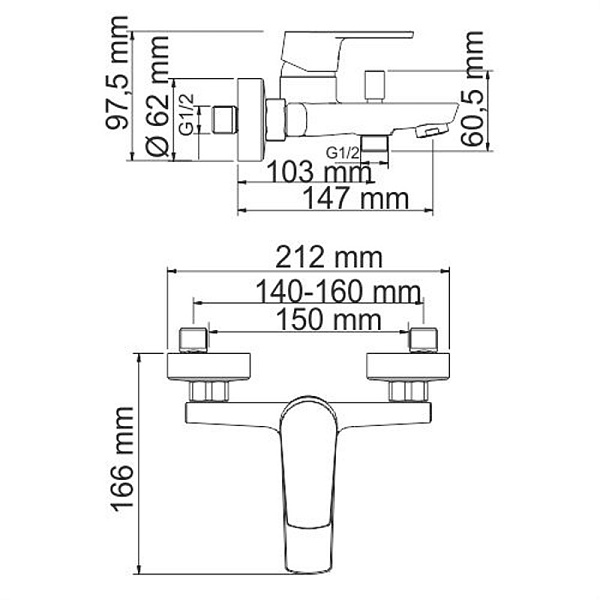 Смеситель для ванны с душем WasserKraft Dill 6101