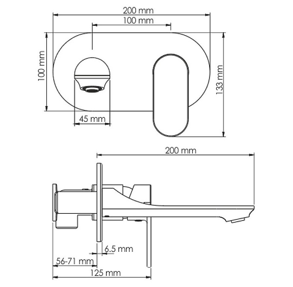 Смеситель скрытого монтажа для ванны и душа WasserKraft Elbe 7430