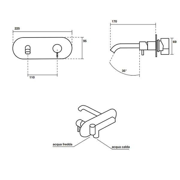 Смеситель скрытого монтажа для раковины Kerasan Nolita 922894 ni