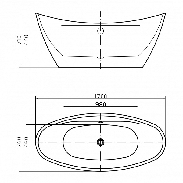Акриловая ванна отдельностоящая Swedbe Vita 8805
