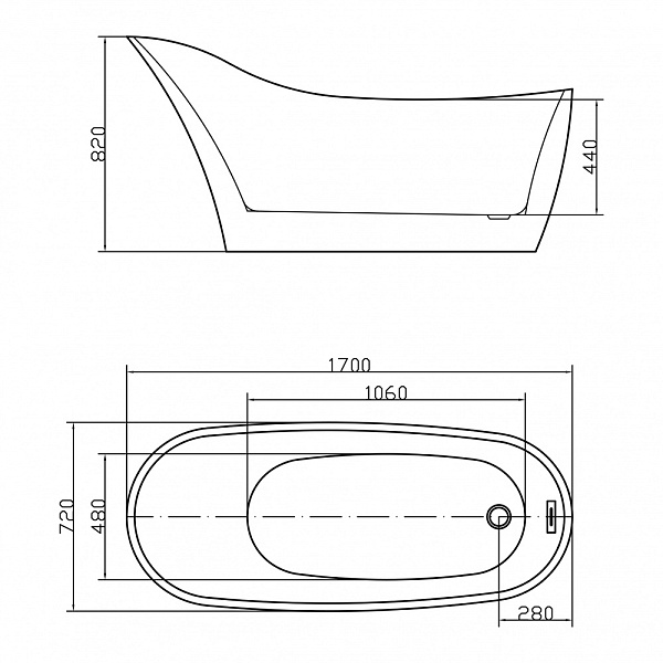 Акриловая ванна отдельностоящая Swedbe Vita 8820
