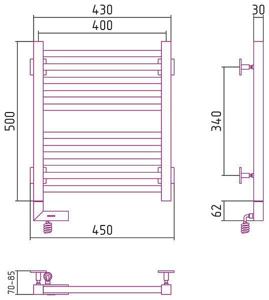 Полотенцесушитель СУНЕРЖА Модус 2.0 500х400
