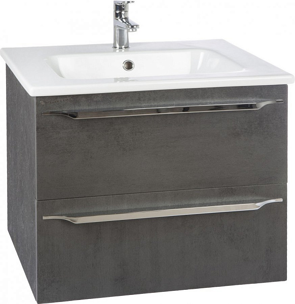 Тумба с раковиной Bellezza "Луиджи 60" серая (2 ящика)