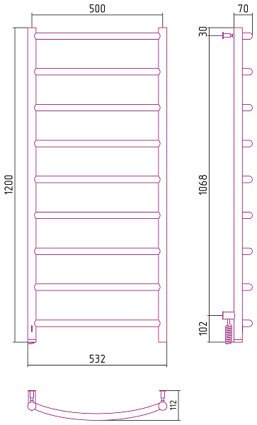 Полотенцесушитель СУНЕРЖА Галант 4.0 1200х500
