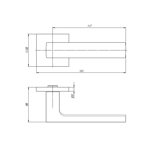 Дверная ручка на квадратной розетке Armadillo K.USS52.SKY (SKY USS) WH-19 белый