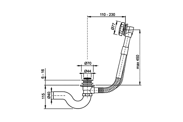 Слив-перелив для ванны Timo 8004 gold