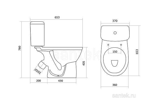 Унитаз компакт напольный Santek Бореаль с диагональным выпуском, антивсплеск 1.WH30.2.146