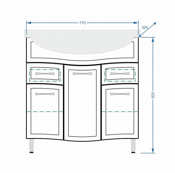 Тумба с раковиной напольная Stella "Концепт 80" белая