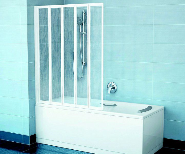 Стеклянная шторка на ванну Ravak VS5 Rain белый