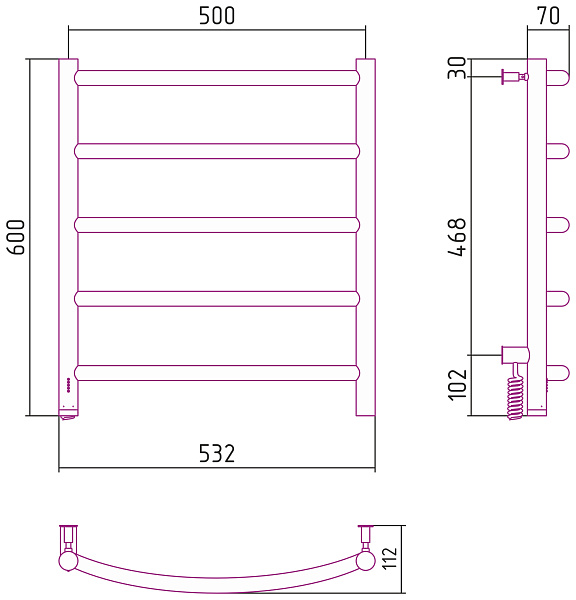 Полотенцесушитель СУНЕРЖА Галант 4.0 600х500