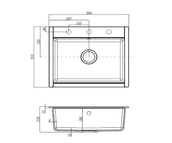 Кухонная мойка Aquaton Делия 60 1A715232LD250 серый шелк