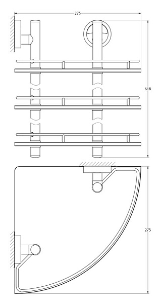 Полка угловая 3-х ярусная FBS Ellea ELL 073