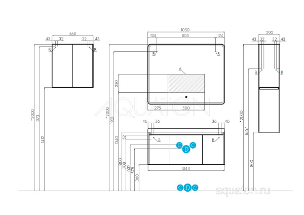 Шкаф-пенал подвесной Aquaton "Шерилл" белый