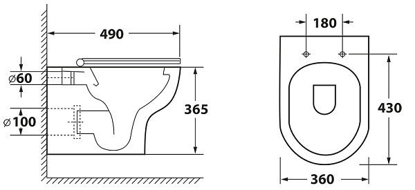 Унитаз подвесной безободковый OWL Tid Cirkel-H с сиденьем DP микролифт