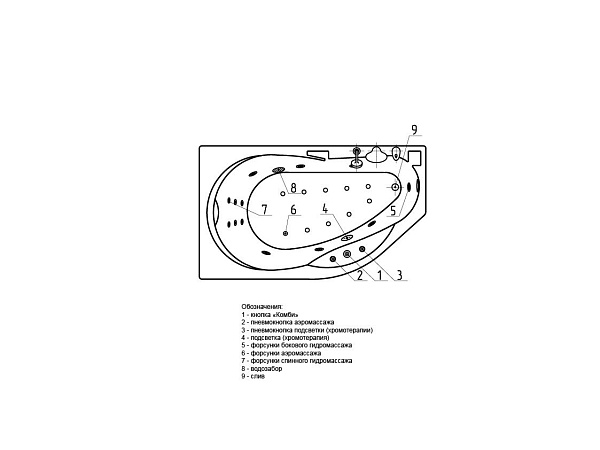 Акриловая ванна AQUATEK Таурус 170х100 R