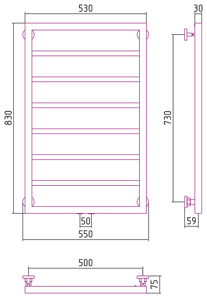 Полотенцесушитель СУНЕРЖА Канцлер 800х500