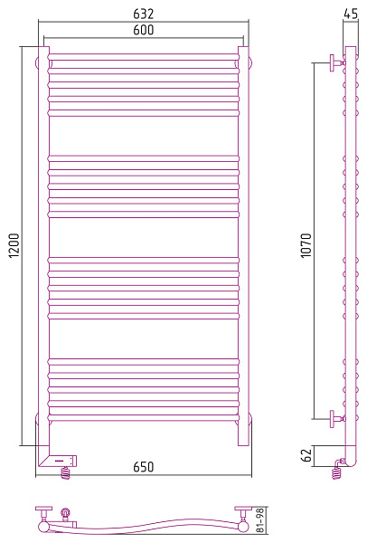Полотенцесушитель СУНЕРЖА Флюид 2.0 1200х600