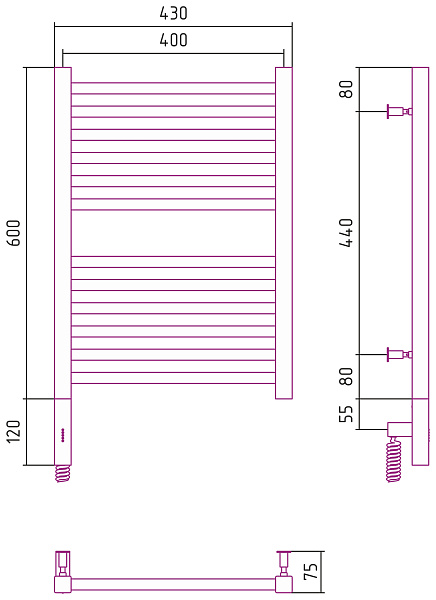 Полотенцесушитель СУНЕРЖА Модус 3.0 600х400