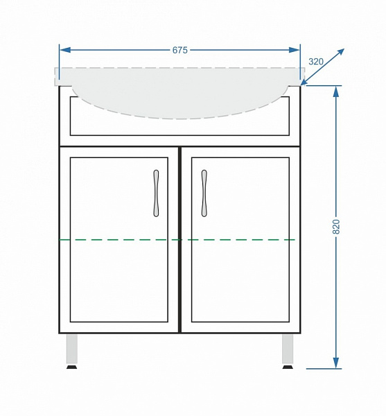 Тумба с раковиной напольная Stella "Концепт 70" белая