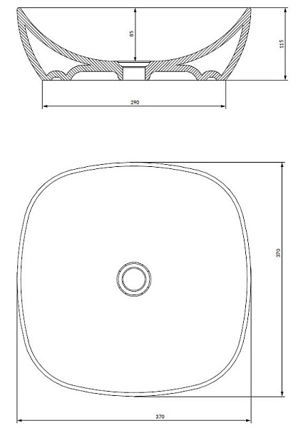Раковина Omnires Portland PORTLAND370BP 37x37 см белый глянец