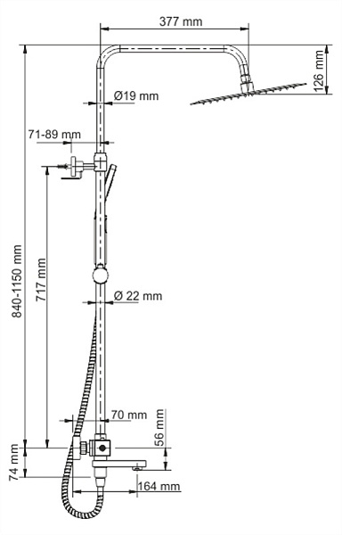 Душевая система со смесителем WasserKraft Thermo A19901