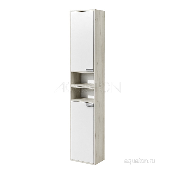 Шкаф-пенал подвесной Aquaton "Флай" L белый/дуб крафт
