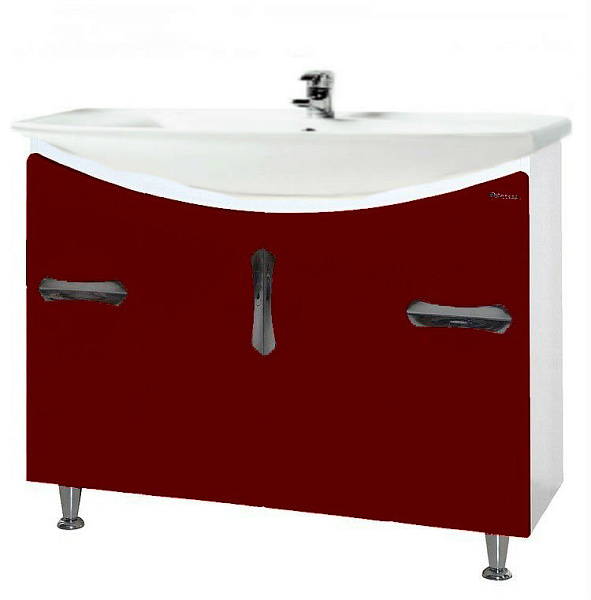 Тумба с раковиной Bellezza "Лагуна 105" красная (2 ящика)