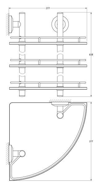 Полка угловая 3-х ярусная FBS Standard STA 073