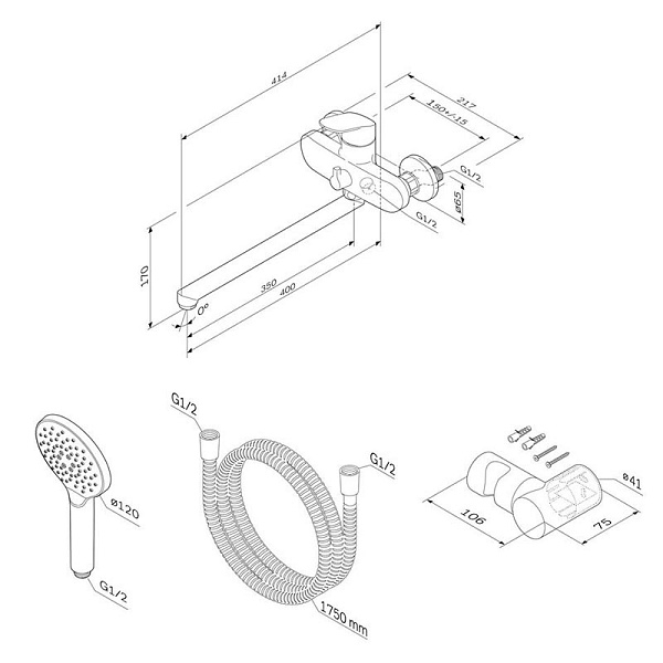 Смеситель для ванны Am.Pm Like F8095000