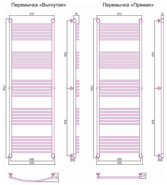 Полотенцесушитель СУНЕРЖА Богема+ 1900x600