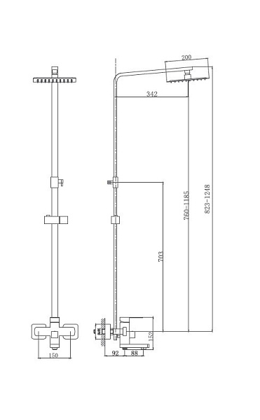 Душевая система со смесителем Haiba HB24803