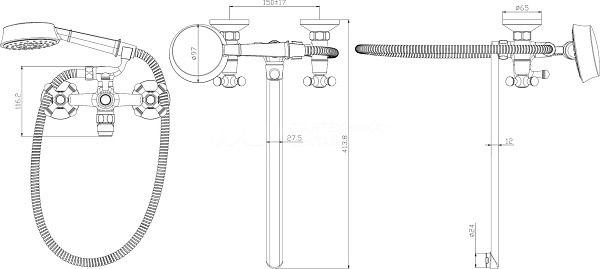 Смеситель для ванны и душа Damixa RedBlu Retro 239500000