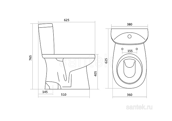 Унитаз компакт напольный Santek Анимо с вертикальным выпуском 1.WH30.2.136