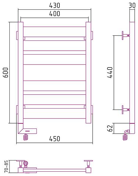 Полотенцесушитель СУНЕРЖА Центурион 2.0 600x400