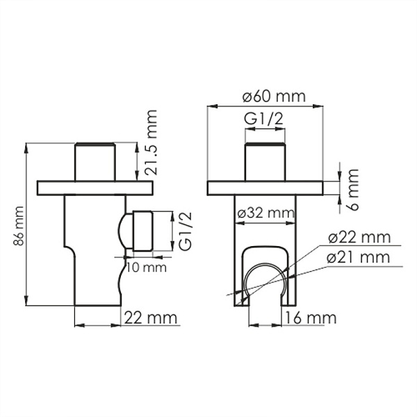Подключение для шланга с держателем для лейки WasserKraft A112