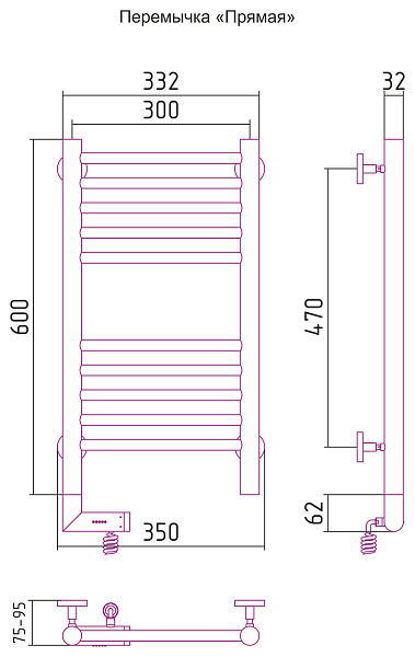 Полотенцесушитель СУНЕРЖА Богема 2.0 600х300