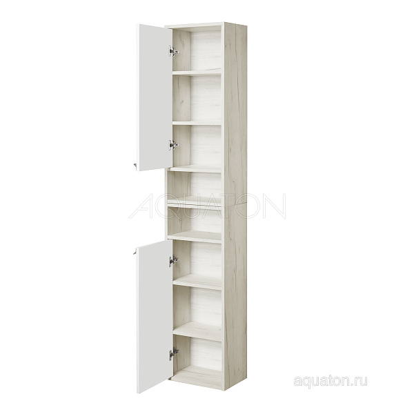 Шкаф-пенал подвесной Aquaton "Флай" L белый/дуб крафт