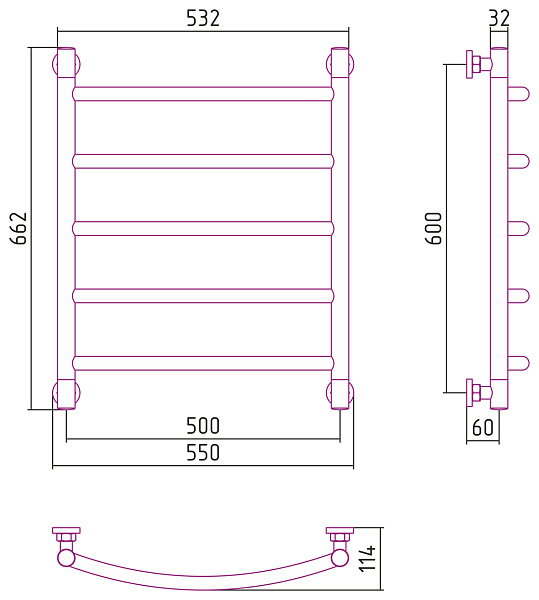Полотенцесушитель СУНЕРЖА Галант+ 600х500