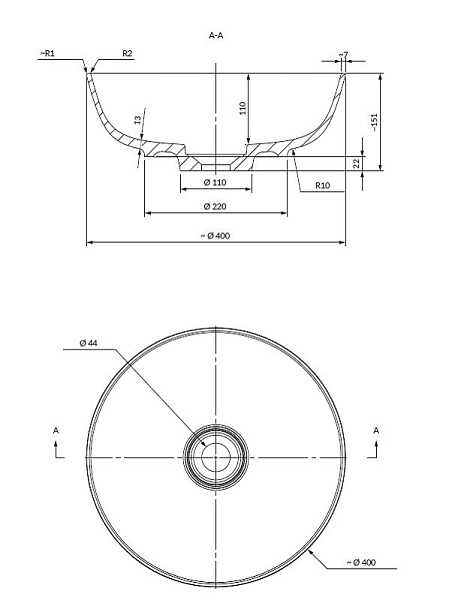 Раковина Omnires Silk SILKR400BP 40x40 см белый глянцевый