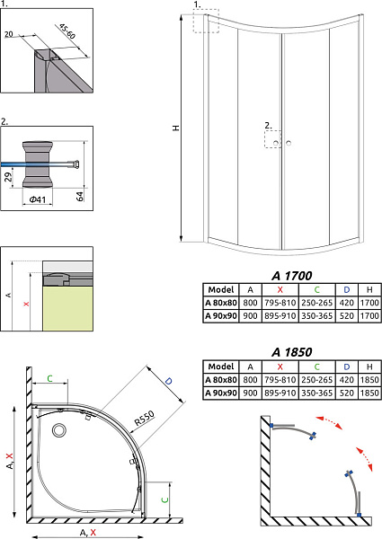 Душевая кабина Radaway Classic A 900 900*900*1850