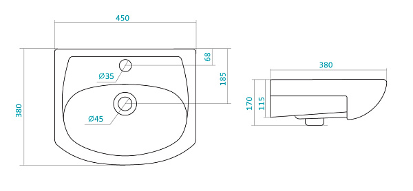 Раковина подвесная Santek Азов 45