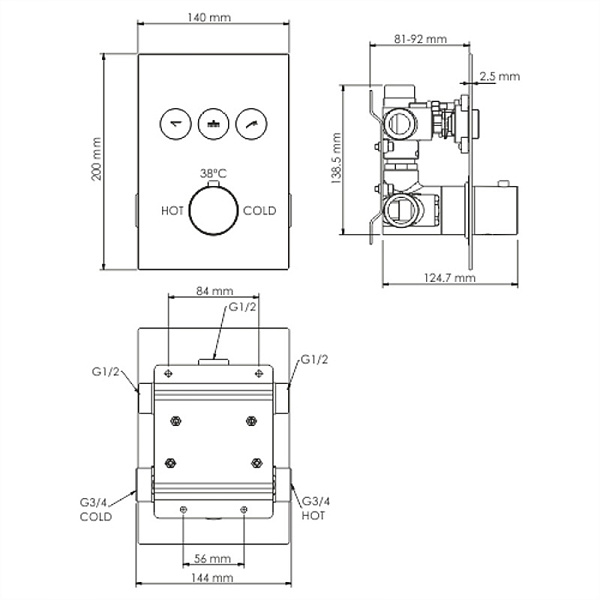 Смеситель скрытого монтажа для ванны и душа WasserKraft Neime 1944