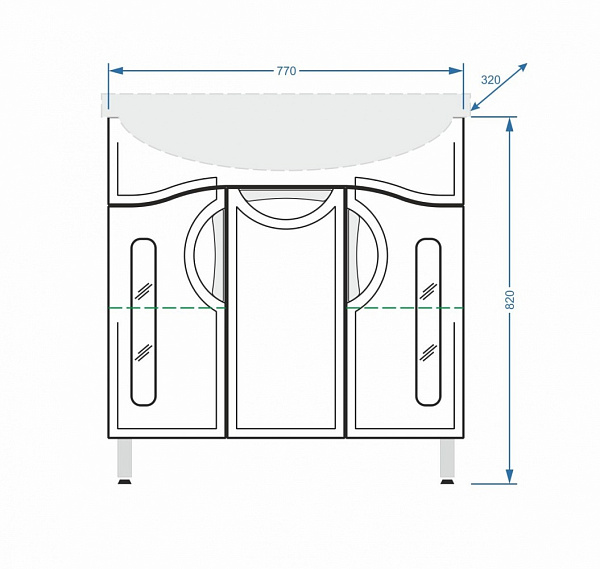 Тумба с раковиной напольная Stella "Сильва 80" белая